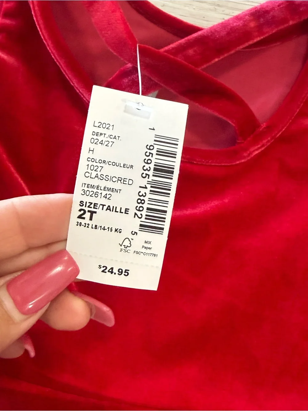 The Children's Place Bright Red Velvet Long-Sleeve Skater Dress